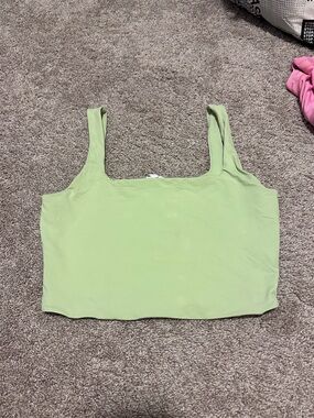 Garage Light Green Square Neck Crop Top